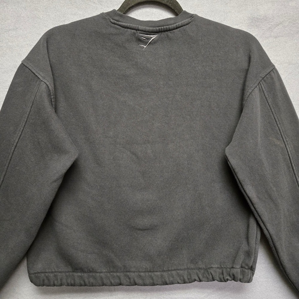 Gymshark Athleisure XS Black Cropped Pullover Sweatshirt Logo Workout - Picture 10 of 12